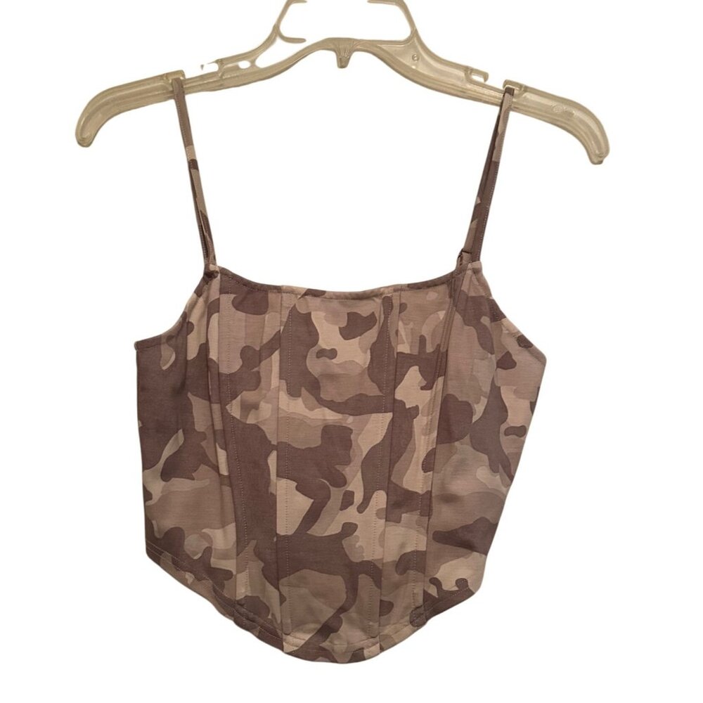 Bp Camouflage Crop Top Corset Style With Adjustable Straps NWT Sexy Party Glam S